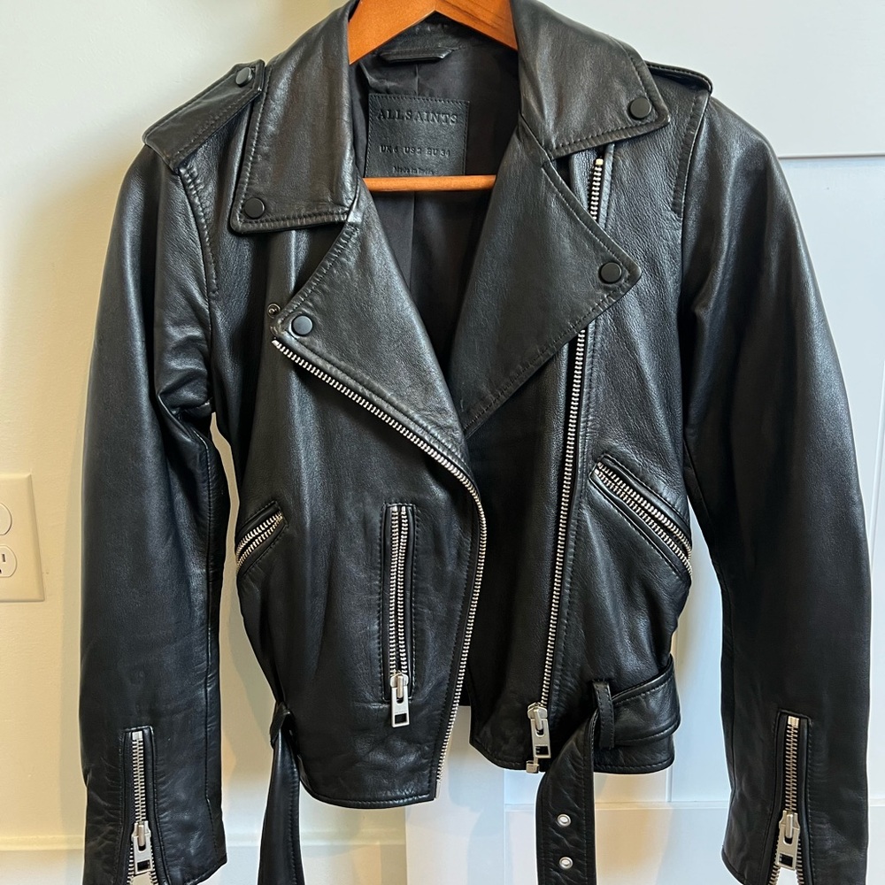 All Saints Black Balfen black leather Jacket